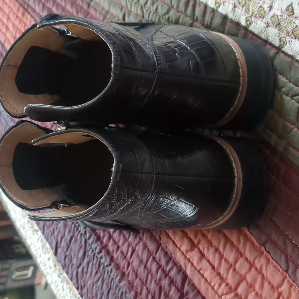 DJANGO & JULIET* 'Ohmyes' Black Double Zip Front Croc Leather Ankle Boot Sz 39 - Picture 10 of 17